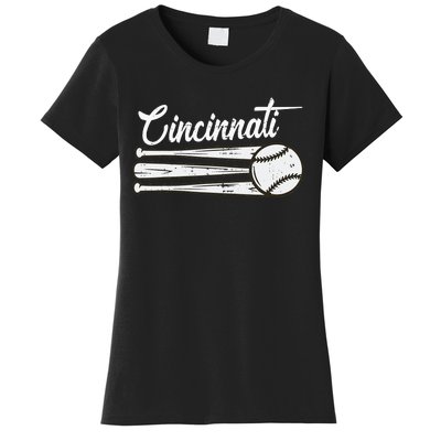 Cincinnati Baseball Vintage Distressed Met At Gameday Women's T-Shirt