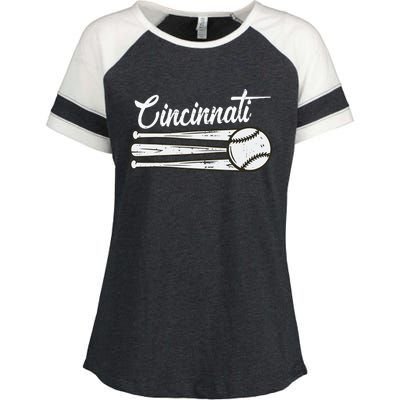 Cincinnati Baseball Vintage Distressed Met At Gameday Enza Ladies Jersey Colorblock Tee