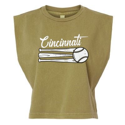 Cincinnati Baseball Vintage Distressed Met At Gameday Garment-Dyed Women's Muscle Tee