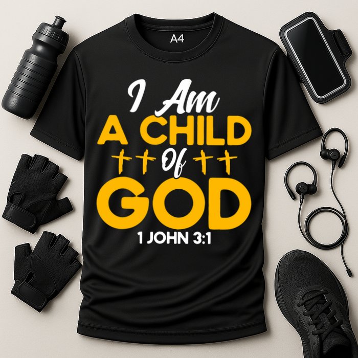 Christian Bible Verse John 31 Child Of God Cross Cooling Performance Crew T-Shirt