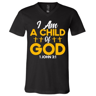 Christian Bible Verse John 31 Child Of God Cross V-Neck T-Shirt