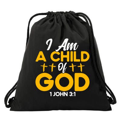 Christian Bible Verse John 31 Child Of God Cross Drawstring Bag