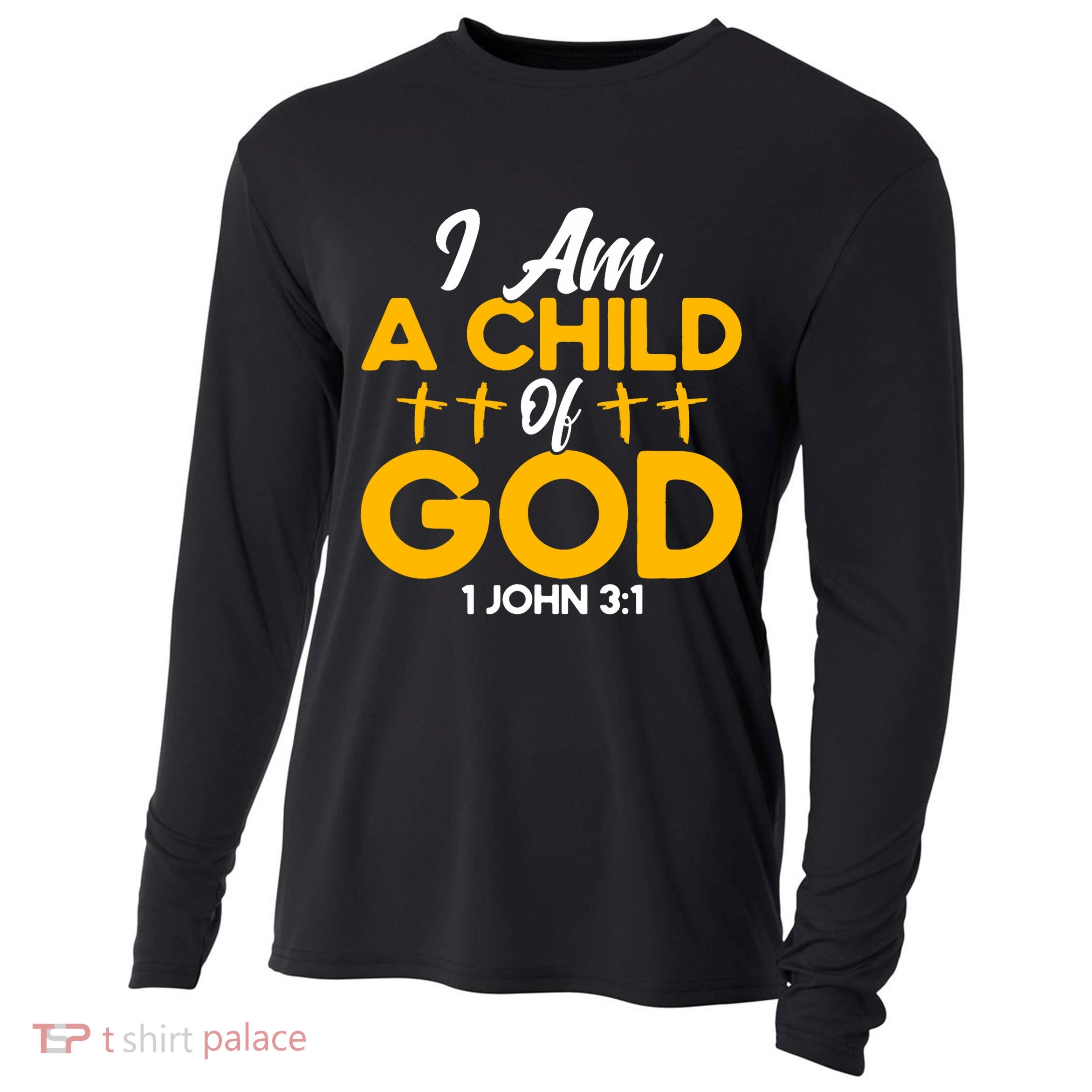 Christian Bible Verse John 31 Child Of God Cross Cooling Performance Long Sleeve Crew