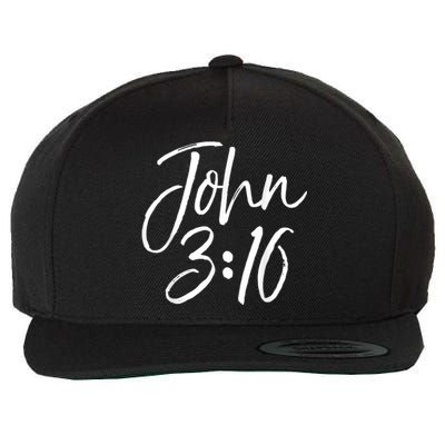 Christian Bible Verse Gift Scripture Reference John 3:16 Wool Snapback Cap