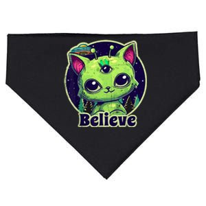 cute alien cat belive in ufo kawaii USA-Made Doggie Bandana