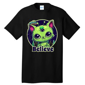 cute alien cat belive in ufo kawaii Tall T-Shirt