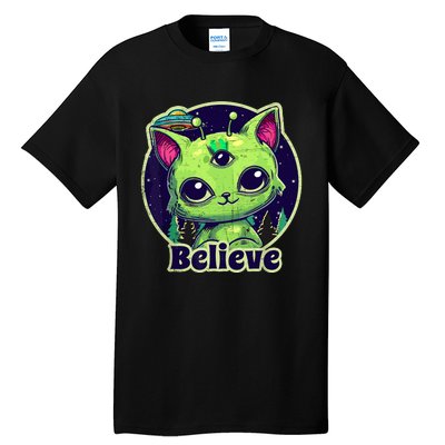 cute alien cat belive in ufo kawaii Tall T-Shirt