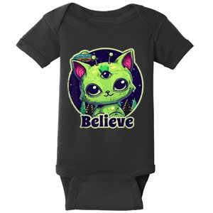 cute alien cat belive in ufo kawaii Baby Bodysuit