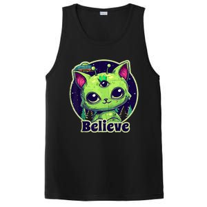 cute alien cat belive in ufo kawaii PosiCharge Competitor Tank