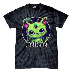 cute alien cat belive in ufo kawaii Tie-Dye T-Shirt