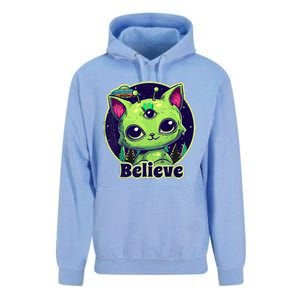 cute alien cat belive in ufo kawaii Unisex Surf Hoodie