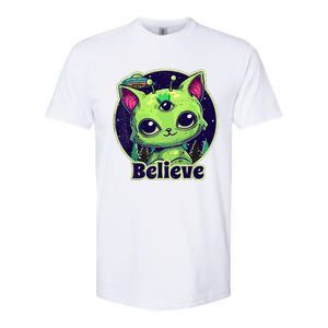 cute alien cat belive in ufo kawaii Softstyle CVC T-Shirt