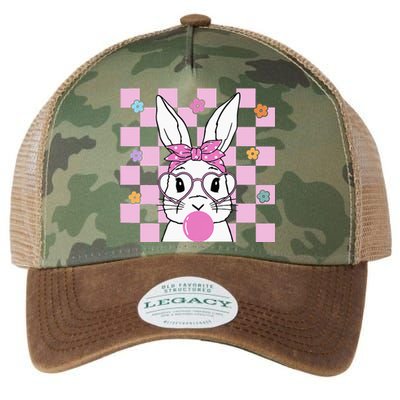 Cute Bunny With Bandana Heart Glasses Bubblegum Easter Day Legacy Tie Dye Trucker Hat