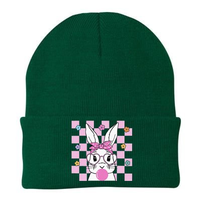 Cute Bunny With Bandana Heart Glasses Bubblegum Easter Day Knit Cap Winter Beanie