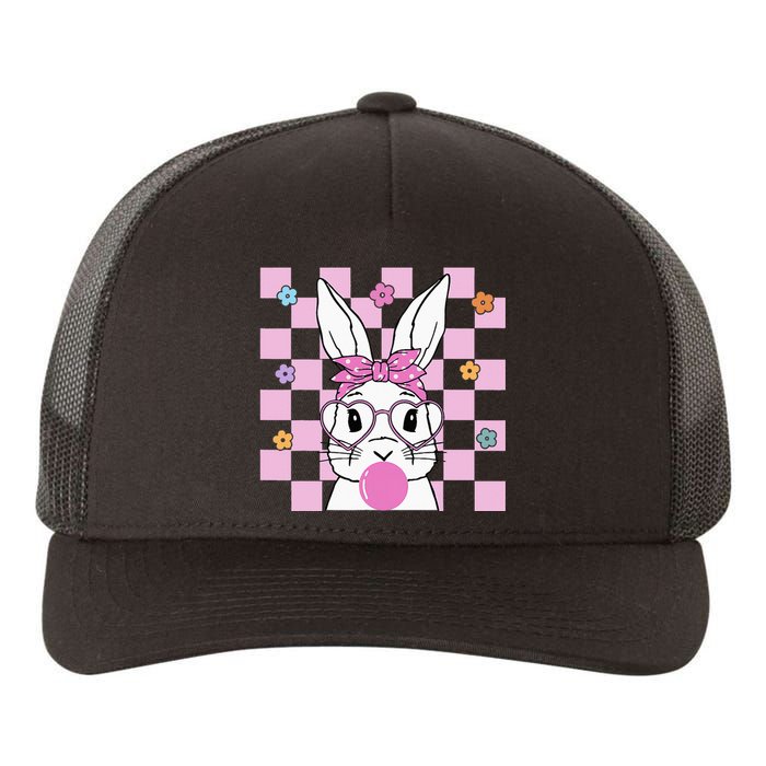 Cute Bunny With Bandana Heart Glasses Bubblegum Easter Day Yupoong Adult 5-Panel Trucker Hat