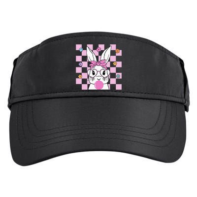 Cute Bunny With Bandana Heart Glasses Bubblegum Easter Day Adult Drive Performance Visor