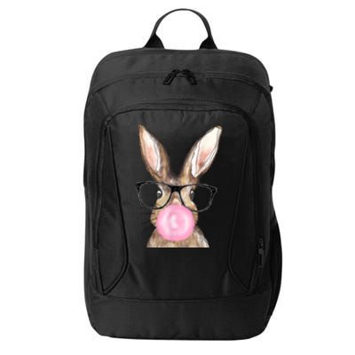 Cute Bunny With Glasses Bubblegum Easter Day City Backpack