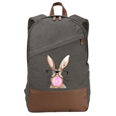 Cute Bunny With Glasses Bubblegum Easter Day Cotton Canvas Backpack