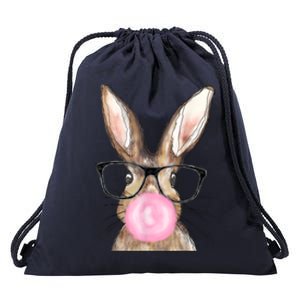 Cute Bunny With Glasses Bubblegum Easter Day Drawstring Bag