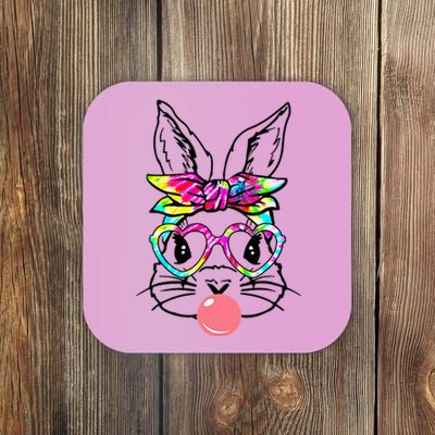 Cute Bunny With Bandana Heart Glasses for Easter Day Coaster