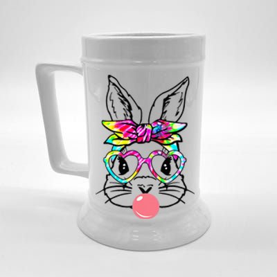 Cute Bunny With Bandana Heart Glasses for Easter Day Beer Stein