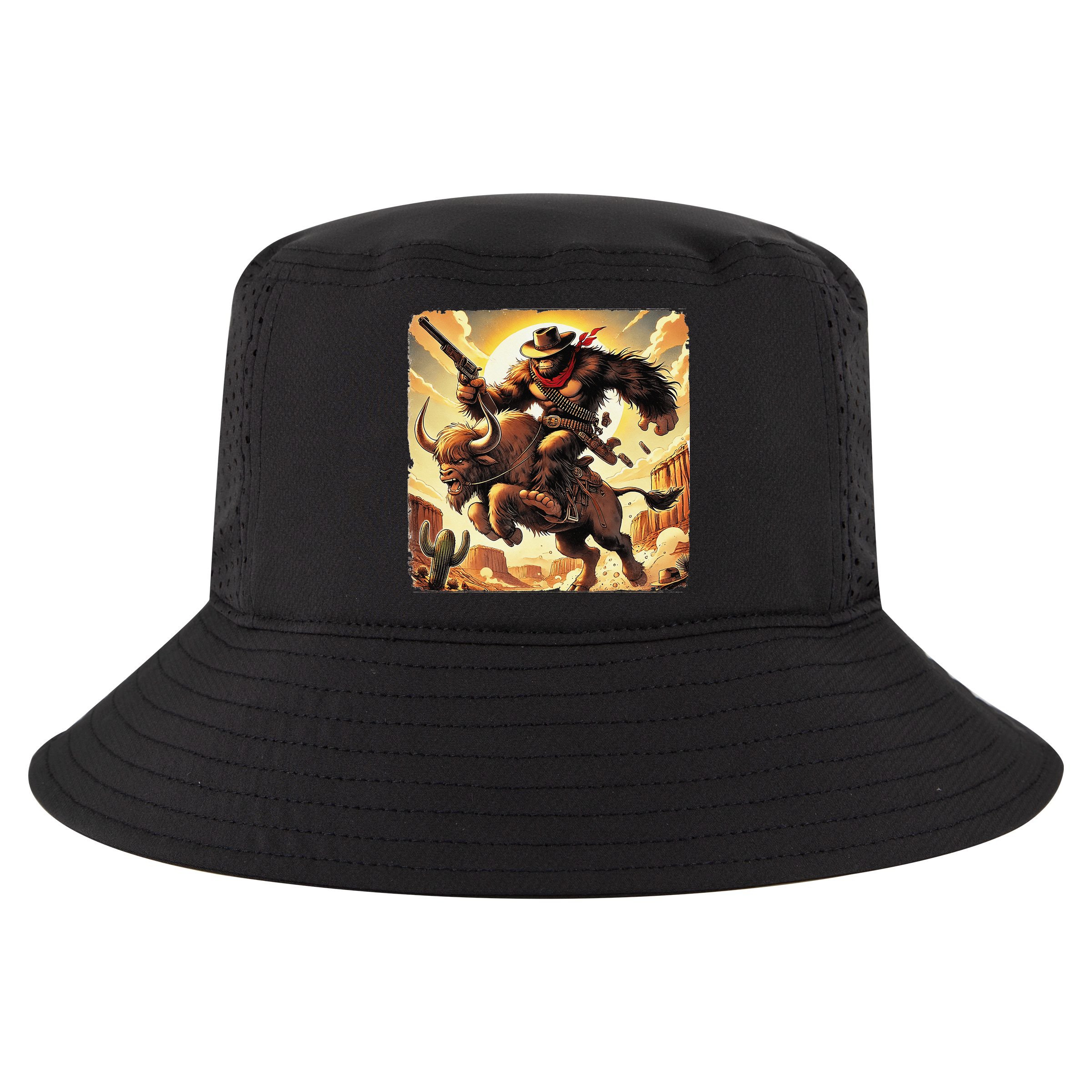 Cowboy Bigfoot Western Vintage Rodeo Graphic Poster Cool Comfort Performance Bucket Hat