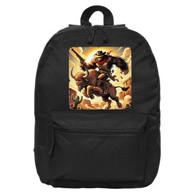 Cowboy Bigfoot Western Vintage Rodeo Graphic Poster 16 in Basic Backpack