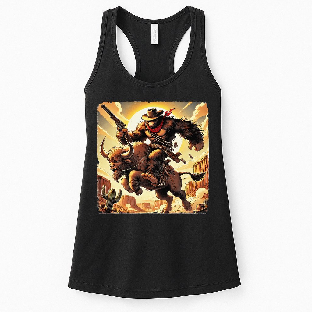 Cowboy Bigfoot Western Vintage Rodeo Graphic Poster Womens Tank Top
