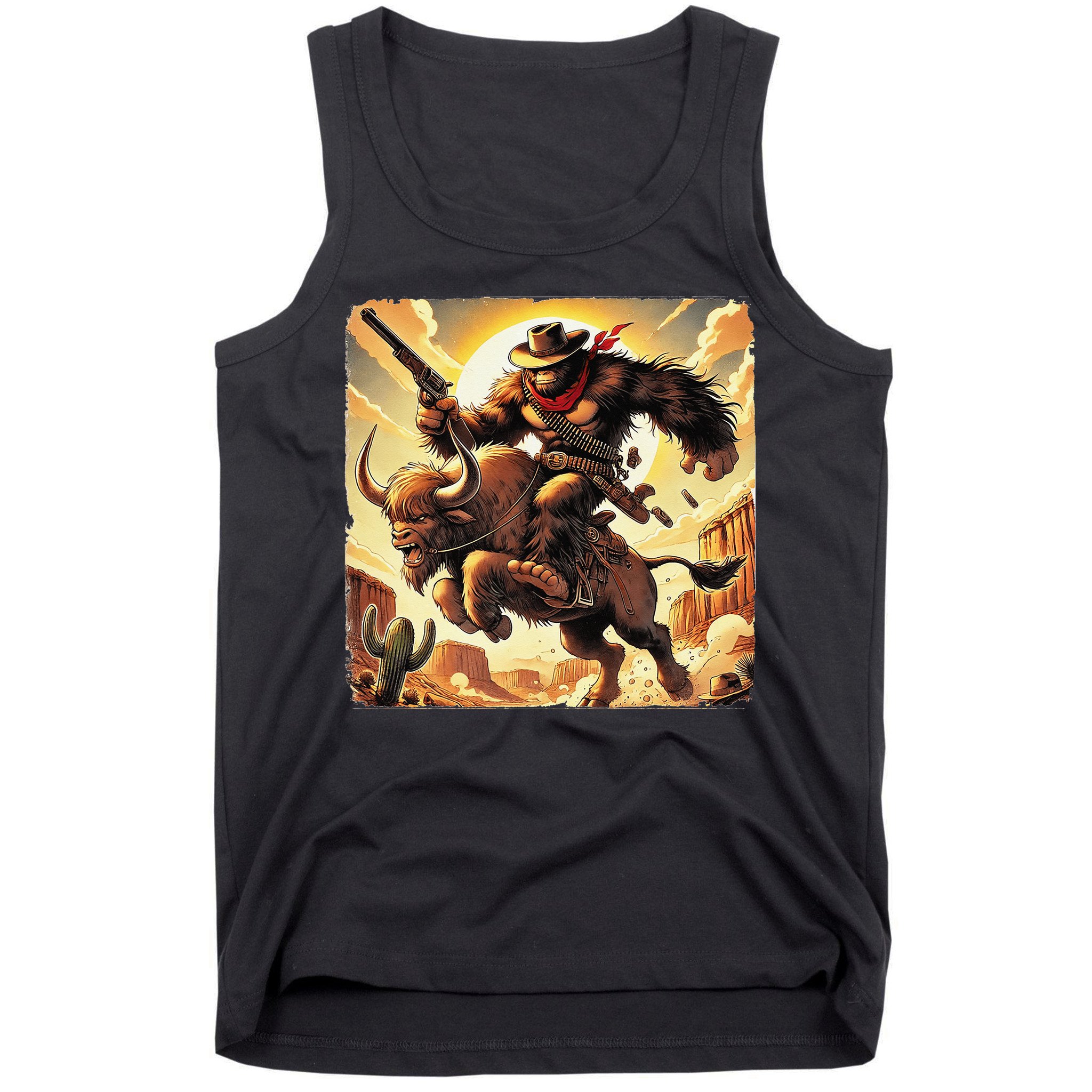Cowboy Bigfoot Western Vintage Rodeo Graphic Poster Tank Top