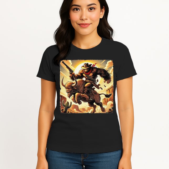 Cowboy Bigfoot Western Vintage Rodeo Graphic Poster Womens T-Shirt