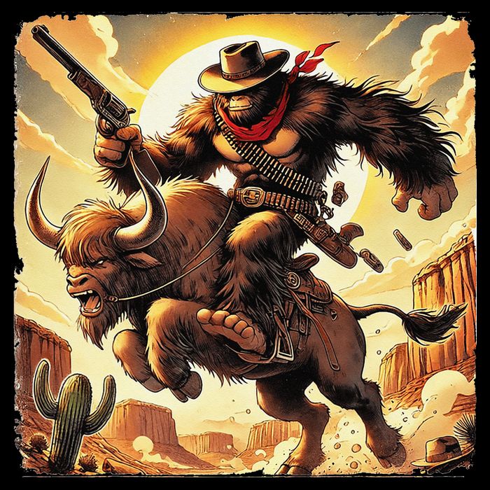 Cowboy Bigfoot Western Vintage Rodeo Graphic Poster Womens T-Shirt