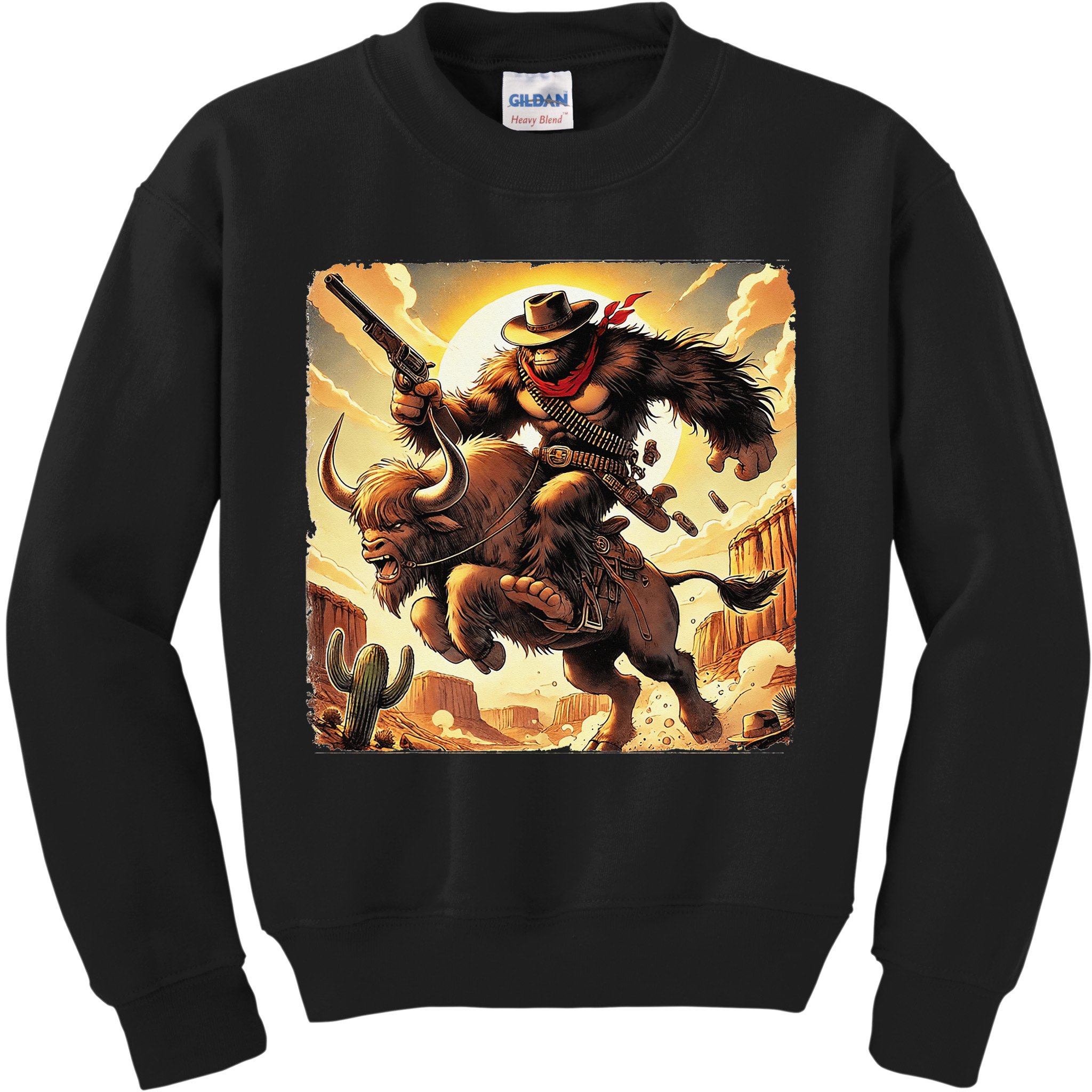 Cowboy Bigfoot Western Vintage Rodeo Graphic Poster Kids Sweatshirt