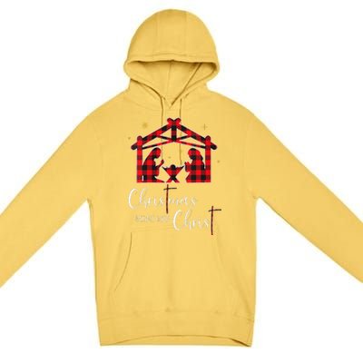 Christmas Begins With Christ Jesus Cross Christian Pajama Premium Pullover Hoodie