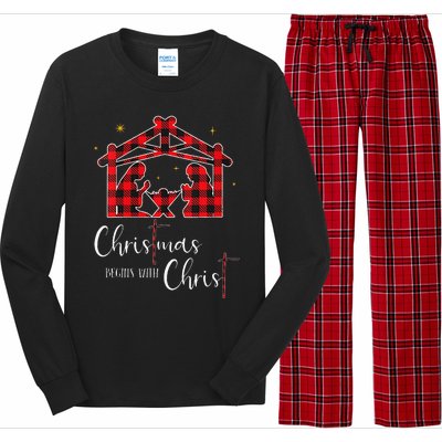 Christmas Begins With Christ Jesus Cross Christian Pajama Long Sleeve Pajama Set