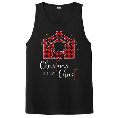 Christmas Begins With Christ Jesus Cross Christian Pajama PosiCharge Competitor Tank