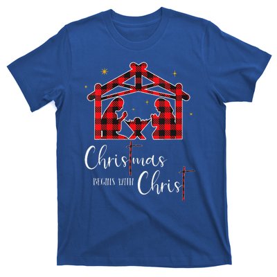 Christmas Begins With Christ Jesus Cross Christian Pajama T-Shirt