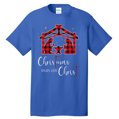 Christmas Begins With Christ Jesus Cross Christian Pajama Tall T-Shirt