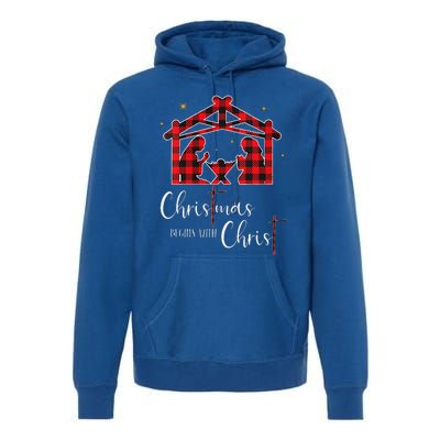 Christmas Begins With Christ Jesus Cross Christian Pajama Premium Hoodie