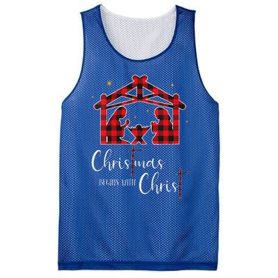 Christmas Begins With Christ Jesus Cross Christian Pajama Mesh Reversible Basketball Jersey Tank