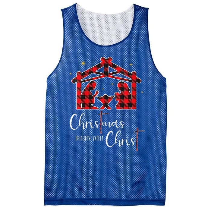 Christmas Begins With Christ Jesus Cross Christian Pajama Mesh Reversible Basketball Jersey Tank