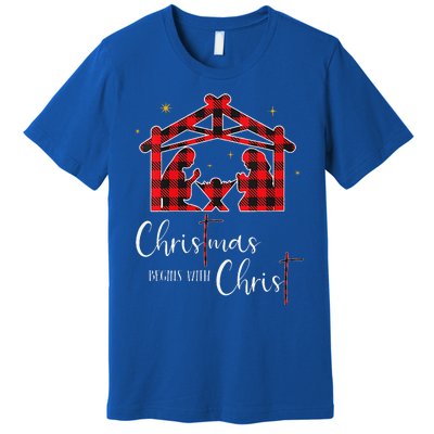 Christmas Begins With Christ Jesus Cross Christian Pajama Premium T-Shirt