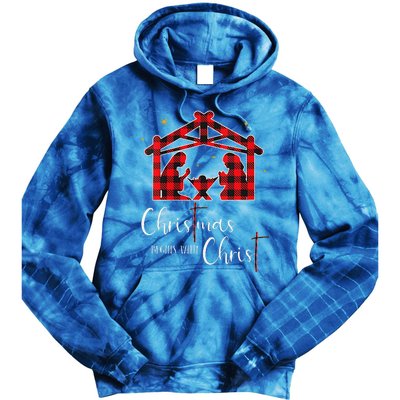 Christmas Begins With Christ Jesus Cross Christian Pajama Tie Dye Hoodie