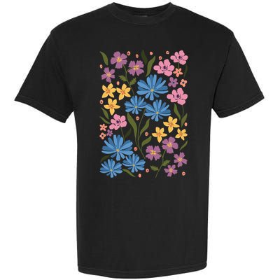 Cute Boho Wildflower Floral Pattern Garment-Dyed Heavyweight T-Shirt