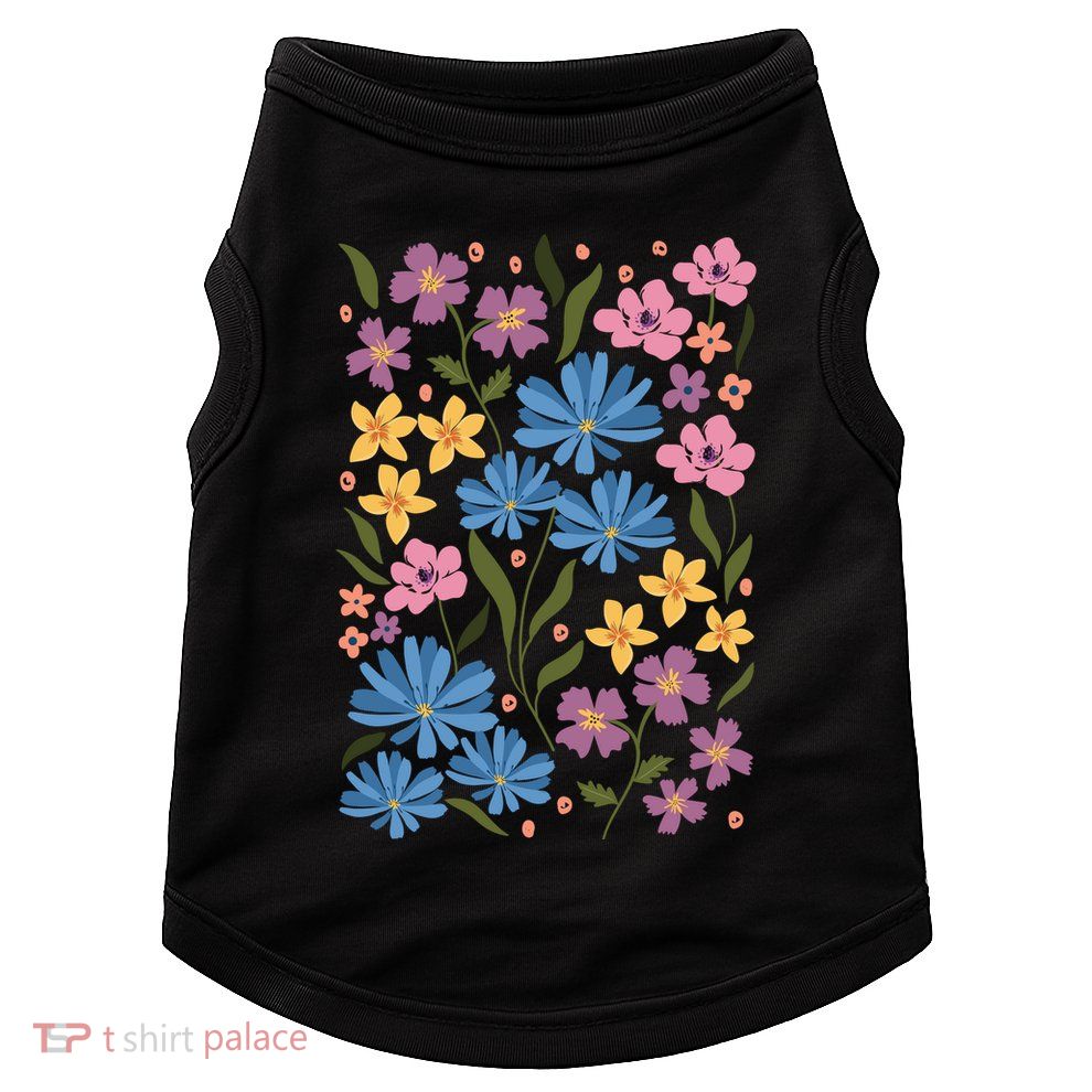 Cute Boho Wildflower Floral Pattern Doggie Tank
