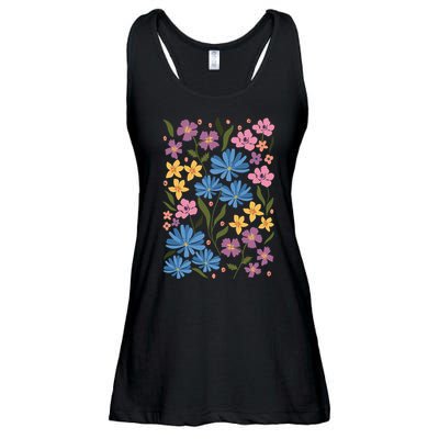 Cute Boho Wildflower Floral Pattern Ladies Essential Flowy Tank