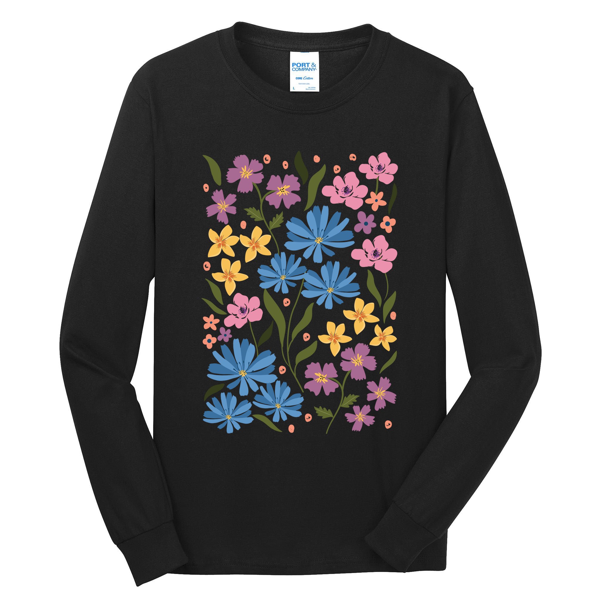 Cute Boho Wildflower Floral Pattern Tall Long Sleeve T-Shirt