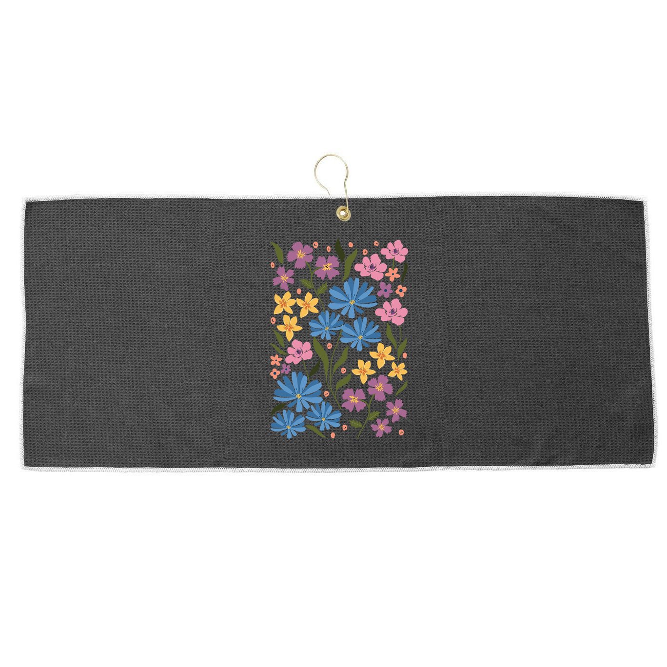Cute Boho Wildflower Floral Pattern Large Microfiber Waffle Golf Towel