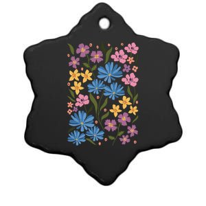 Cute Boho Wildflower Floral Pattern Ceramic Star Ornament