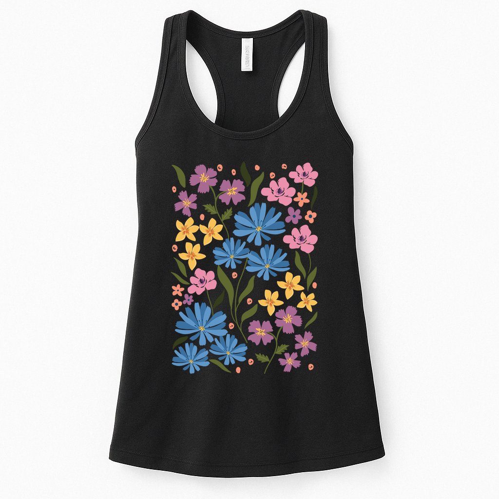 Cute Boho Wildflower Floral Pattern Womens Tank Top