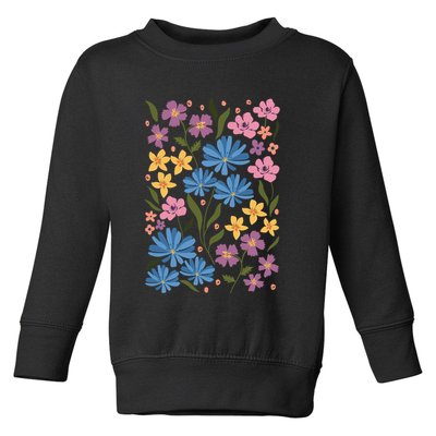 Cute Boho Wildflower Floral Pattern Toddler Sweatshirt
